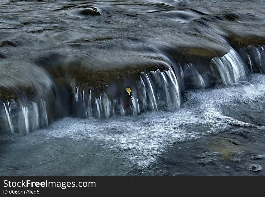 Leaf in the waterfall. Leaf in the waterfall