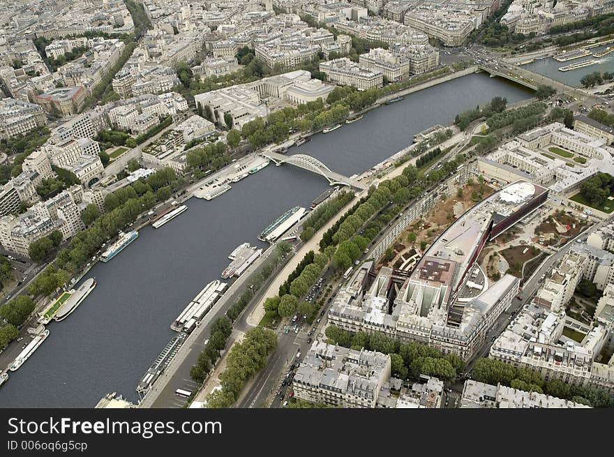 View from Eiffel Tower in Paris, the Seine river