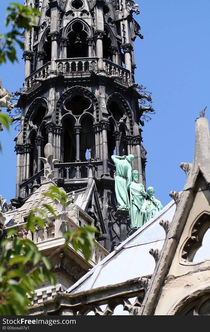 Notre dame cathedral roof details, Paris, France. Notre dame cathedral roof details, Paris, France