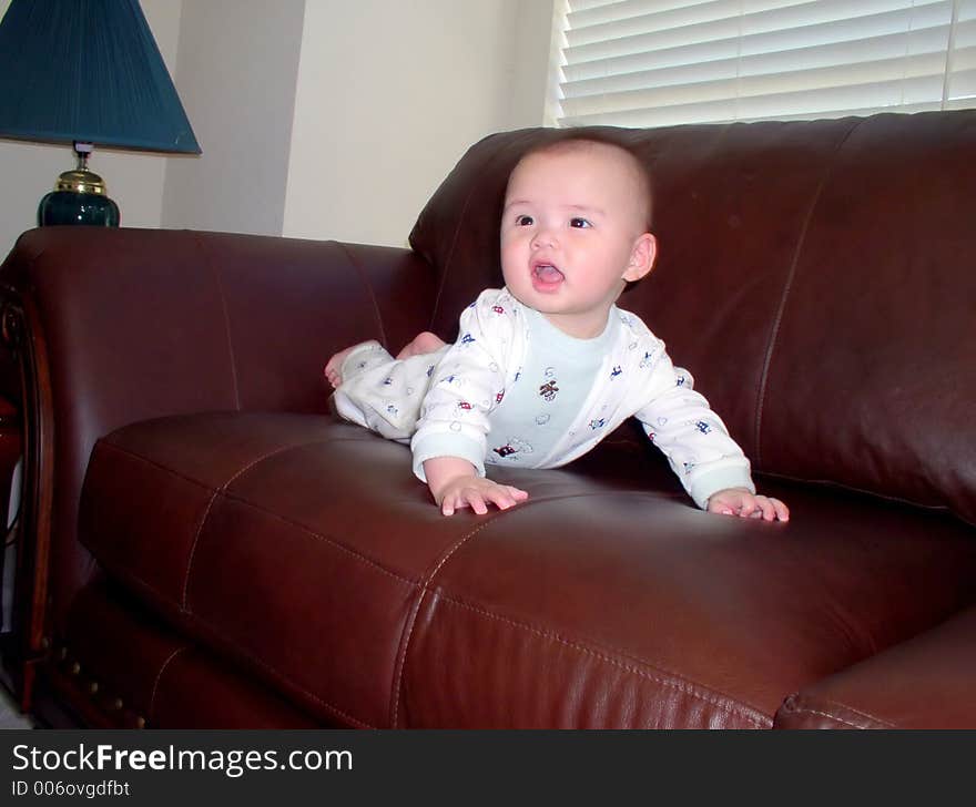 Baby on sofa