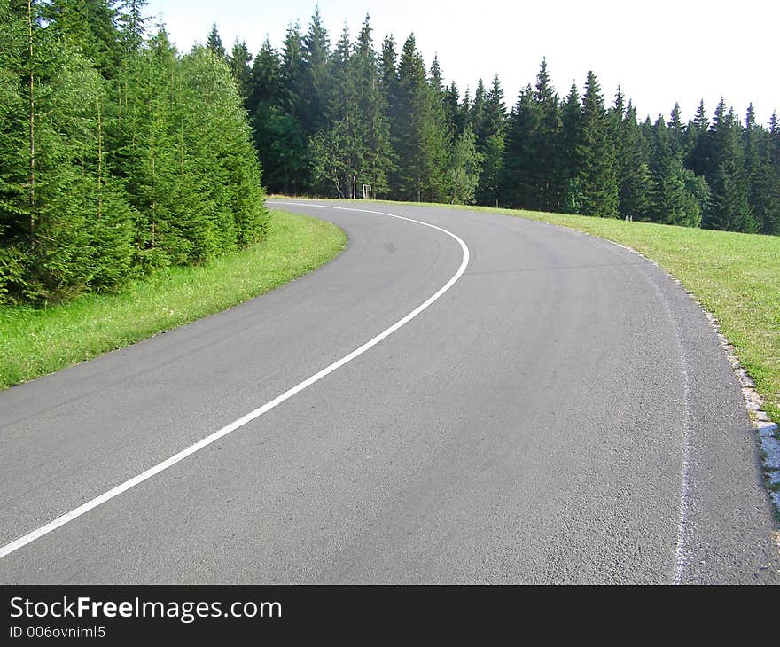 Twisting, spiral road in mountain