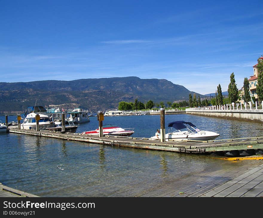 Docked house boats and motor boats