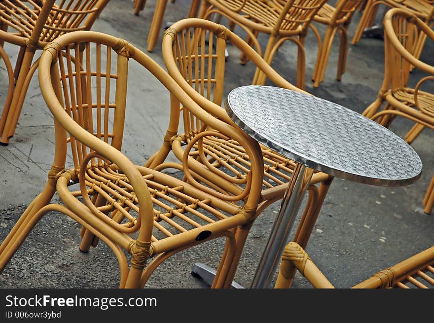 Coffee bar chairs and tables