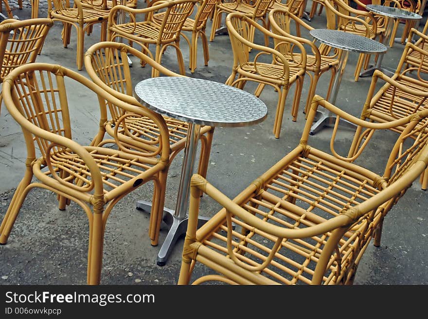 Coffee bar chairs and tables