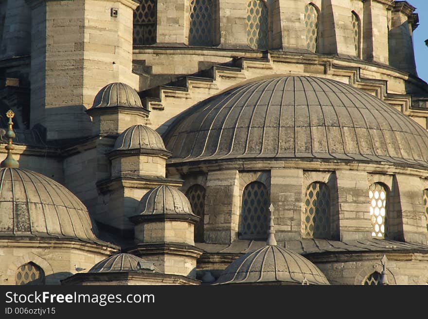 Domes and minarets of a historical mosque in Istanbul