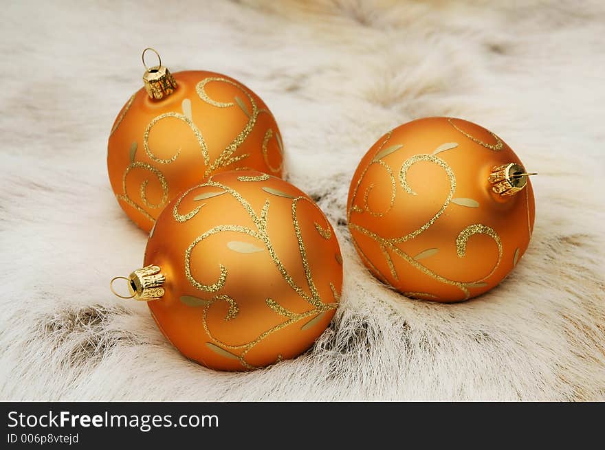 Decorated golden Christmas balls