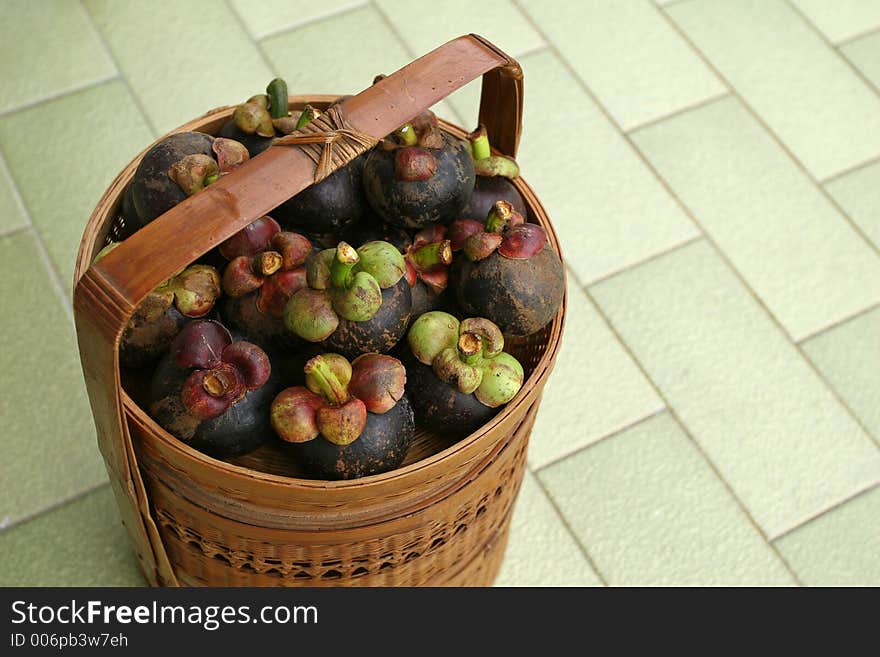 Basket of mangosteens