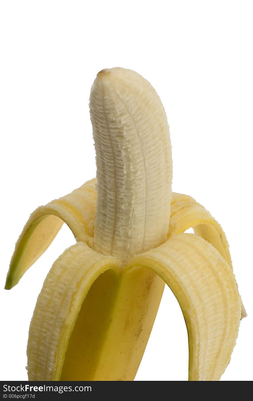 Peeled banana on white. Peeled banana on white