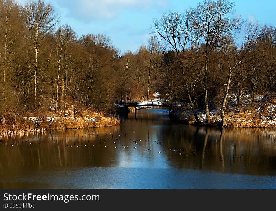 A lake in winter. A lake in winter