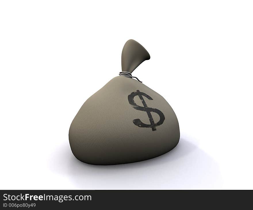 3d illustration of dollar sack. 3d illustration of dollar sack