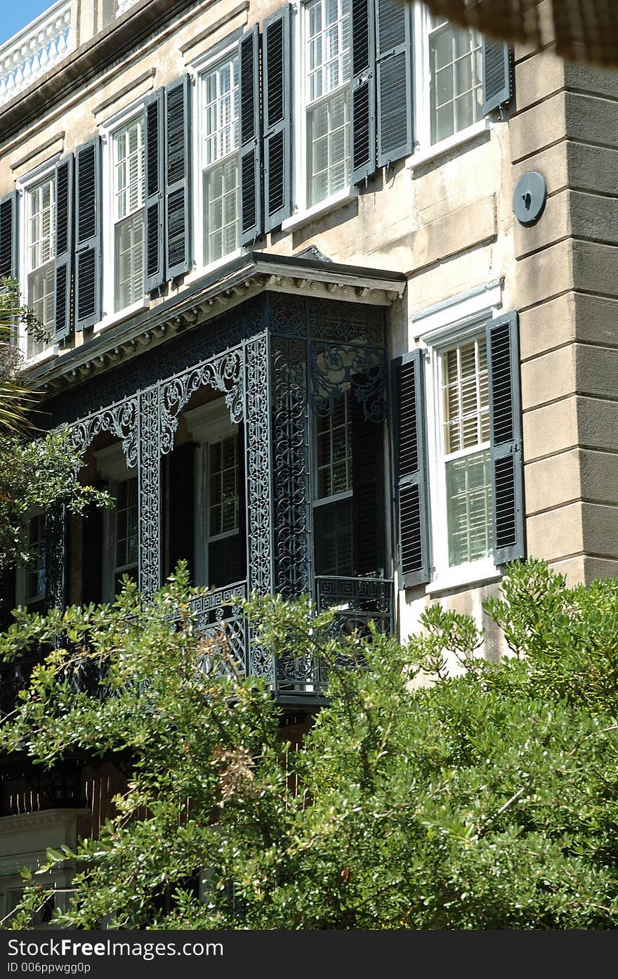 Wrought iron home detail in historic Charleton building. Wrought iron home detail in historic Charleton building.