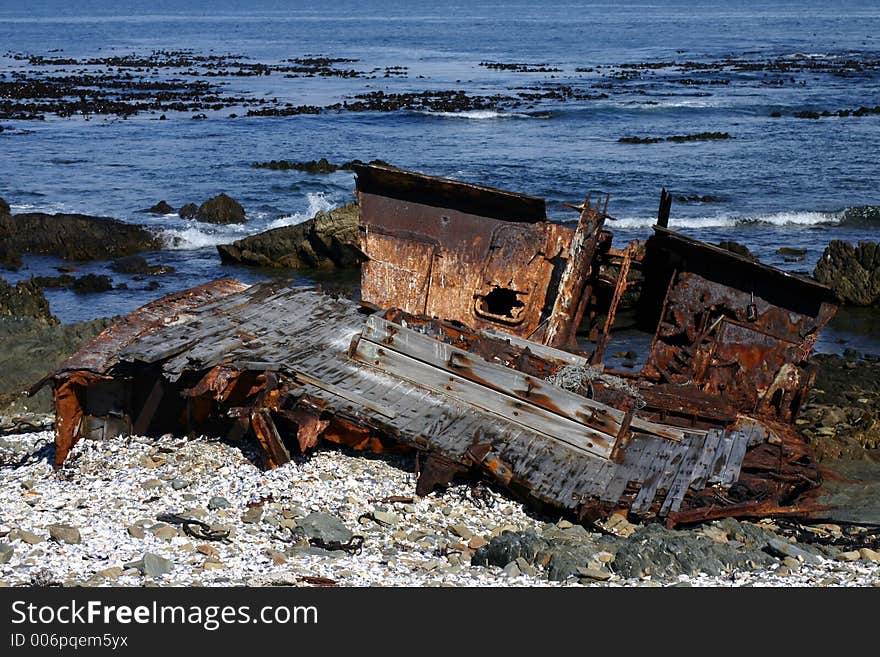 Deteriorating Shipwreck On Coast