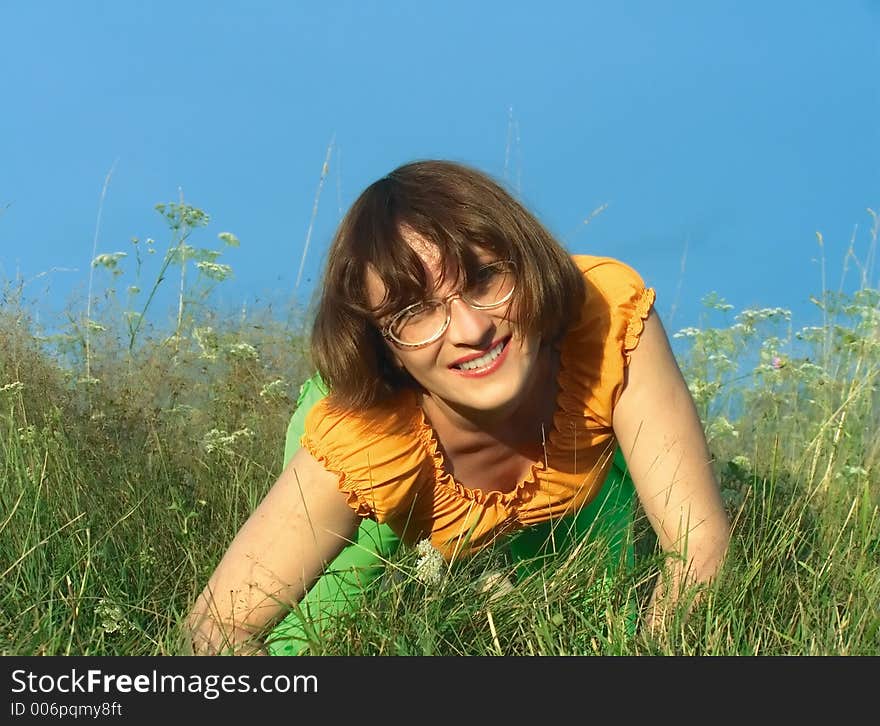 Girl on grass