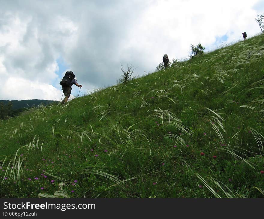 People are going on mountain. People are going on mountain