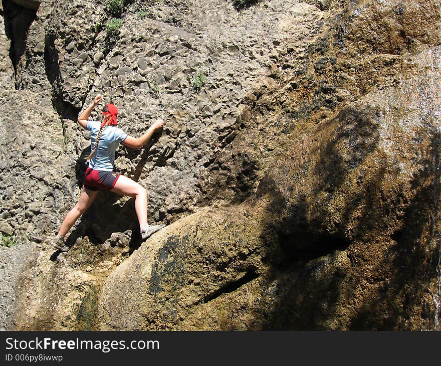 Rock climber on the rock