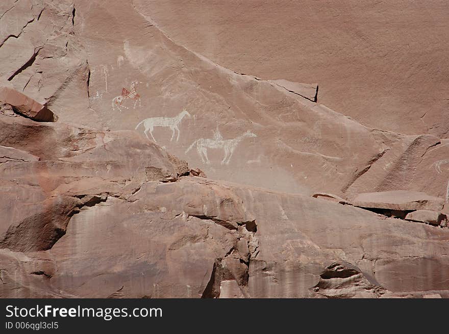 Rock Paintings in Canyon de Chelly. Rock Paintings in Canyon de Chelly