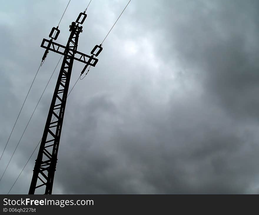 High voltage power transmission tower. High voltage power transmission tower