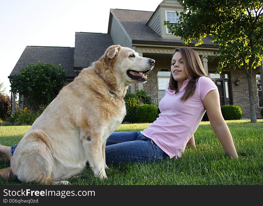 Young Woman & Dog. Young Woman & Dog