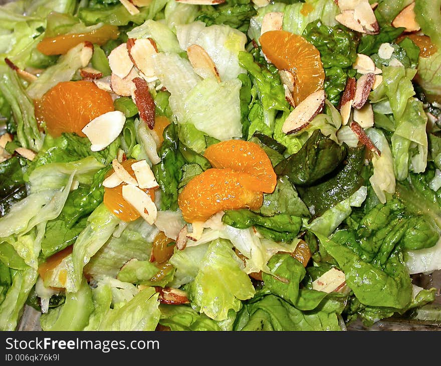 A close up image of a freshly prepared salad