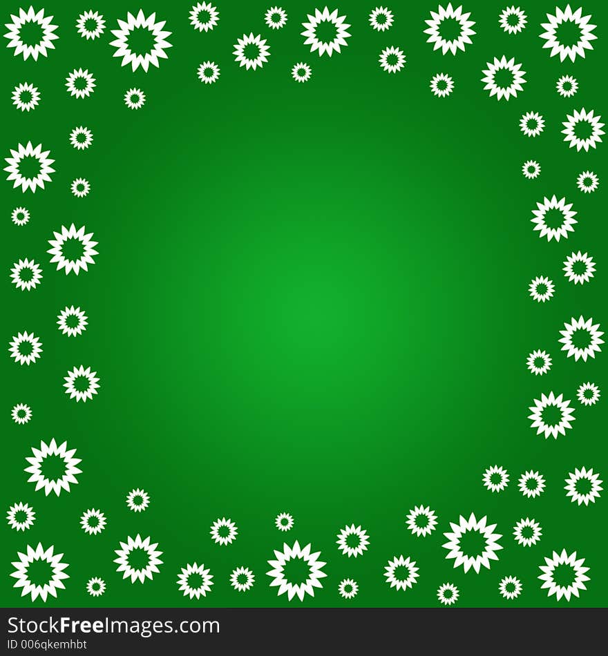 Floral border on green