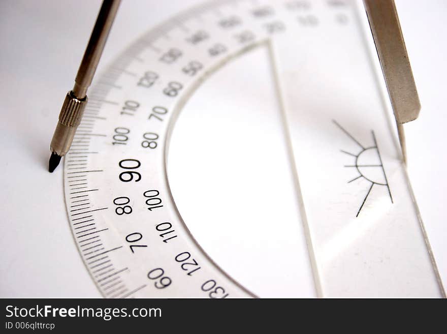 Ruler and compasses in closeup