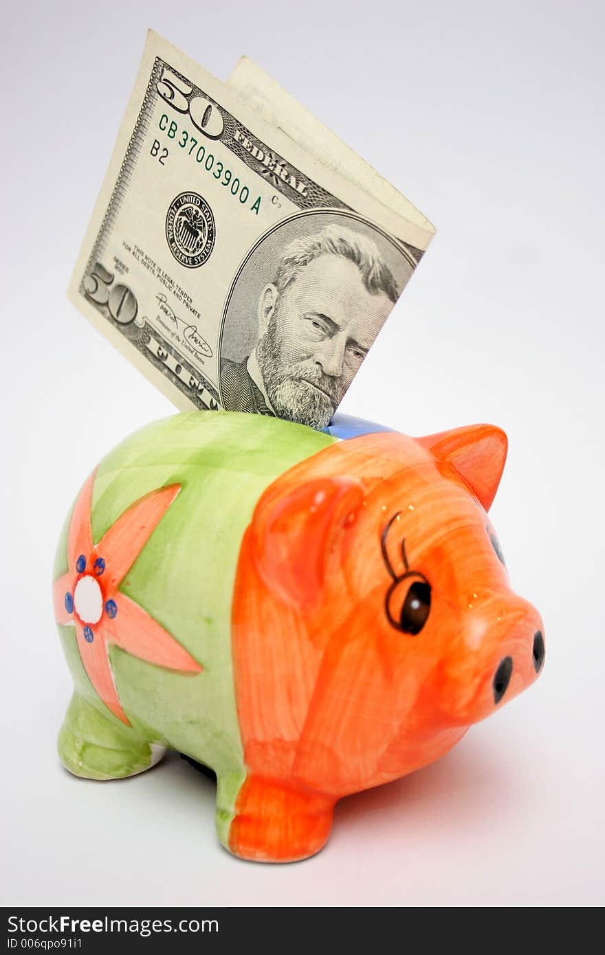 Fifty dollar and piggy