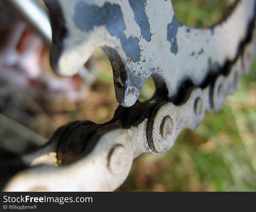 Close up of a bike gear and chain. Close up of a bike gear and chain