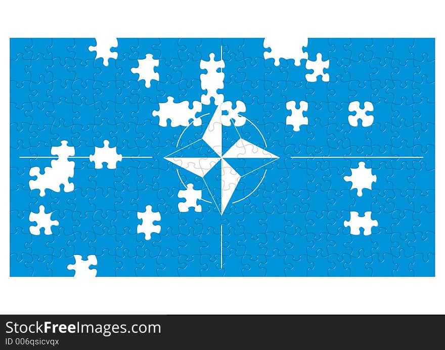 NATO flag puzzle isolated on white background and computer generated