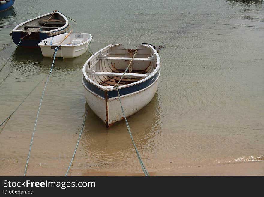 Boat moored ready for use in a Cornish Fishing village