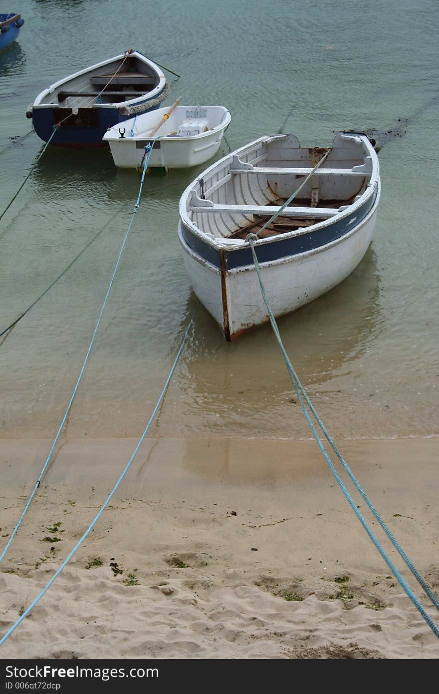 Boat moored ready for use in a Cornish Fishing village