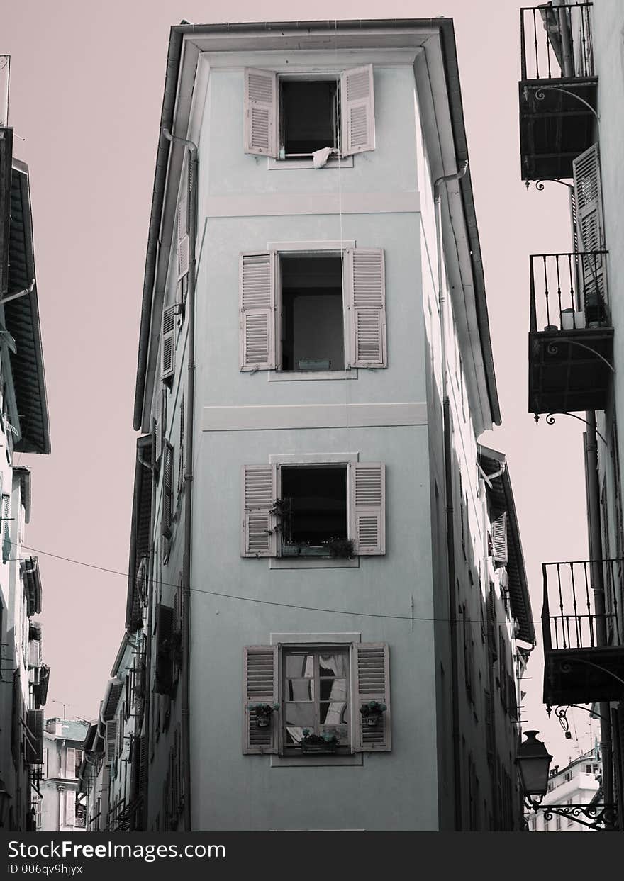 Tinted image of tradional building in the old town of Nice, France. Tinted image of tradional building in the old town of Nice, France.