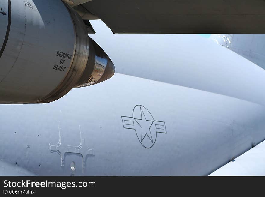 Military Transport Jet Engine - Beware of Blast. Military Transport Jet Engine - Beware of Blast