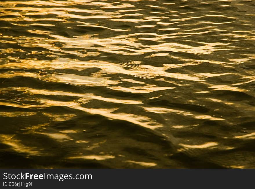 Golden sunset waves