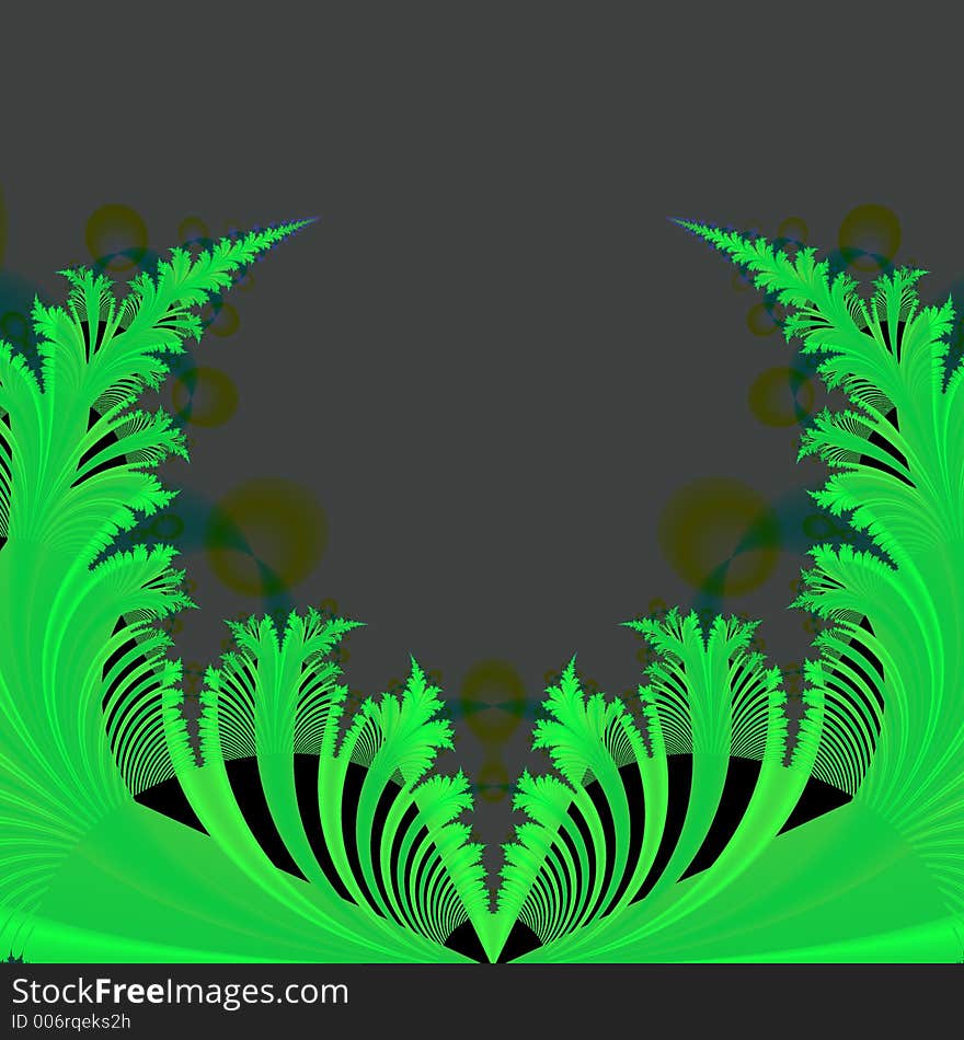 Abstract Background Template Of Green Leaves On Black