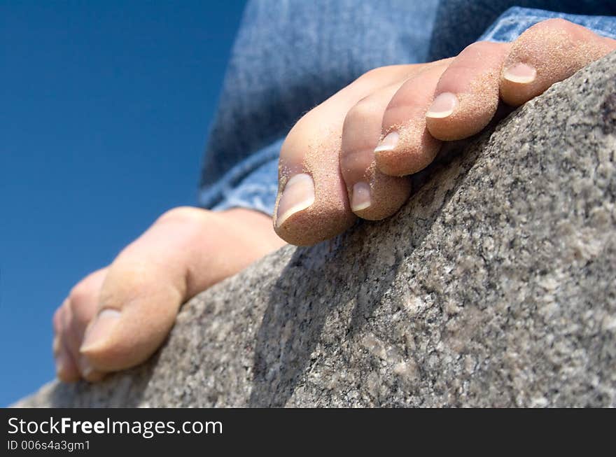 Fingers on a granite. Fingers on a granite