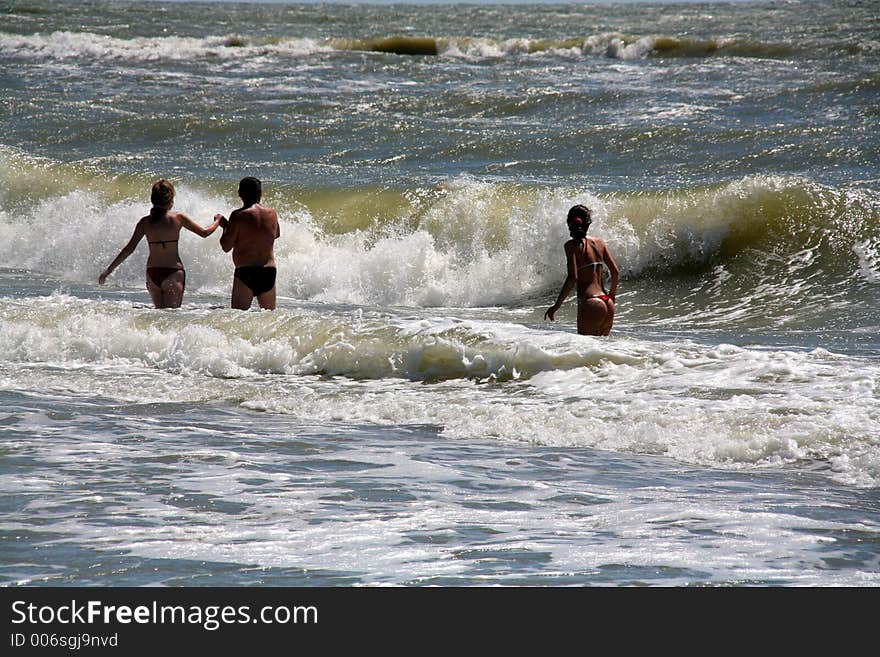 Hard swimming against the wind and waves. Hard swimming against the wind and waves