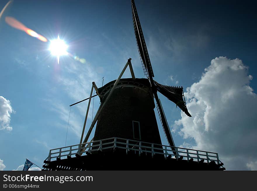 Silhouette of a mill in Wijk bij Duurstede -Holland. Silhouette of a mill in Wijk bij Duurstede -Holland.