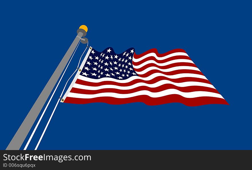 Raster graphic depicting a waving American flag. Raster graphic depicting a waving American flag