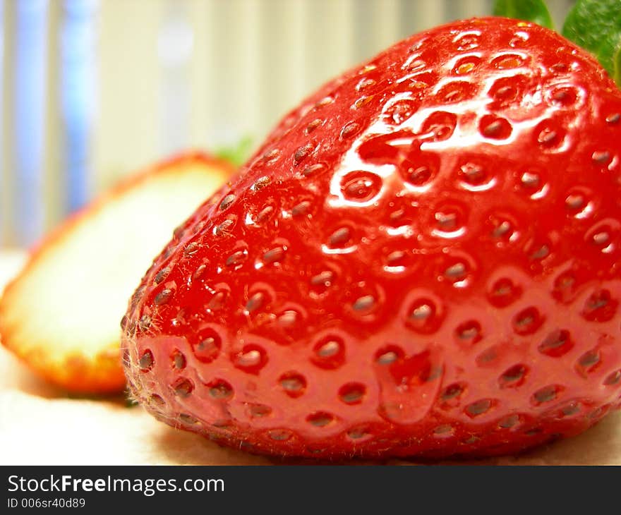 Close up of a red strawberry. Close up of a red strawberry