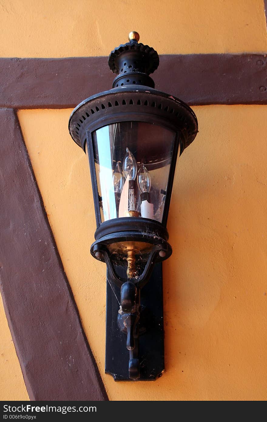 Lamp on a house at Solvang, CA. Lamp on a house at Solvang, CA