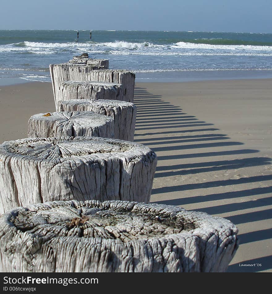 Poles on beach