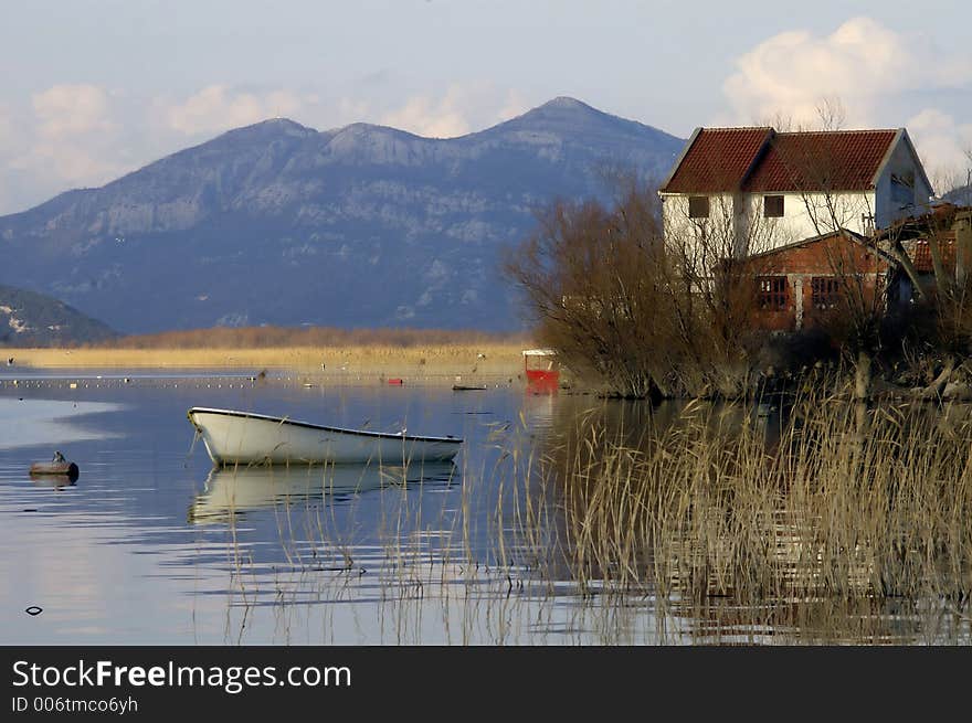 Boat at the sea, skadarsko jezero. Boat at the sea, skadarsko jezero