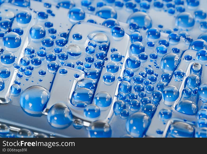 Blue water drops background