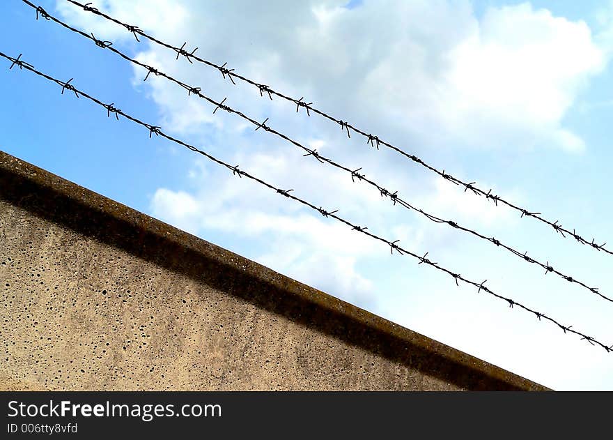 Barbed-wire fence. Barbed-wire fence