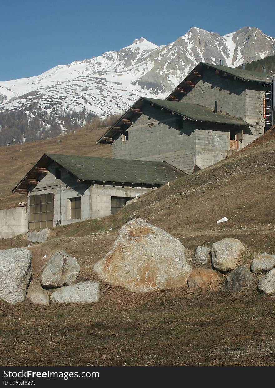 building in Italian village. building in Italian village