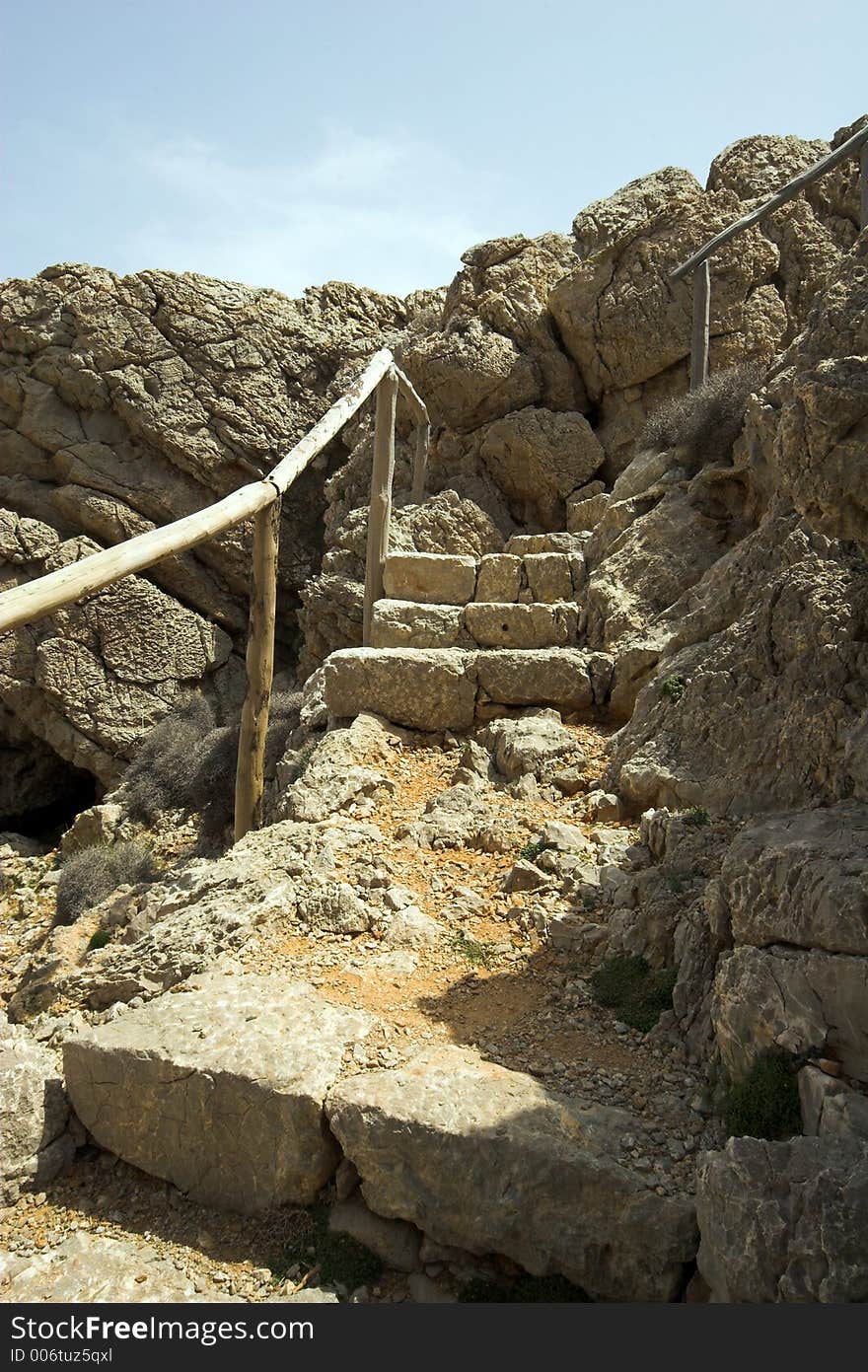 Old stone steps cut into rock. Old stone steps cut into rock