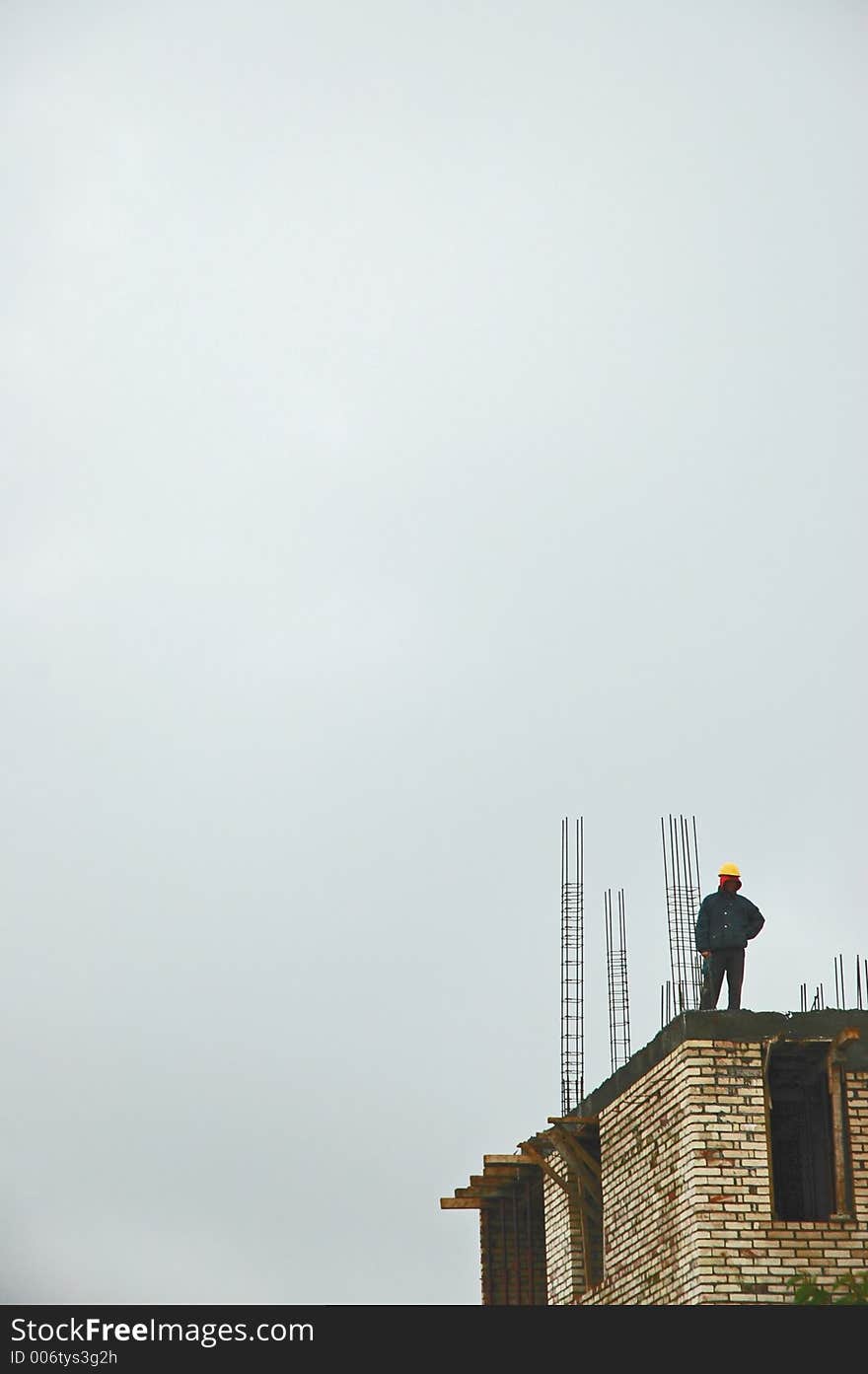 Workers and a crane