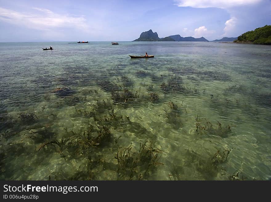 Scenic seaside view at Semporna, Sabah, Malaysia.