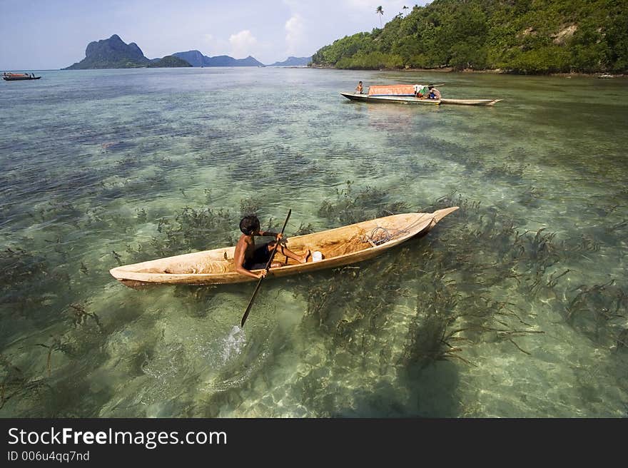 Scenic seaside view at Semporna, Sabah, Malaysia.