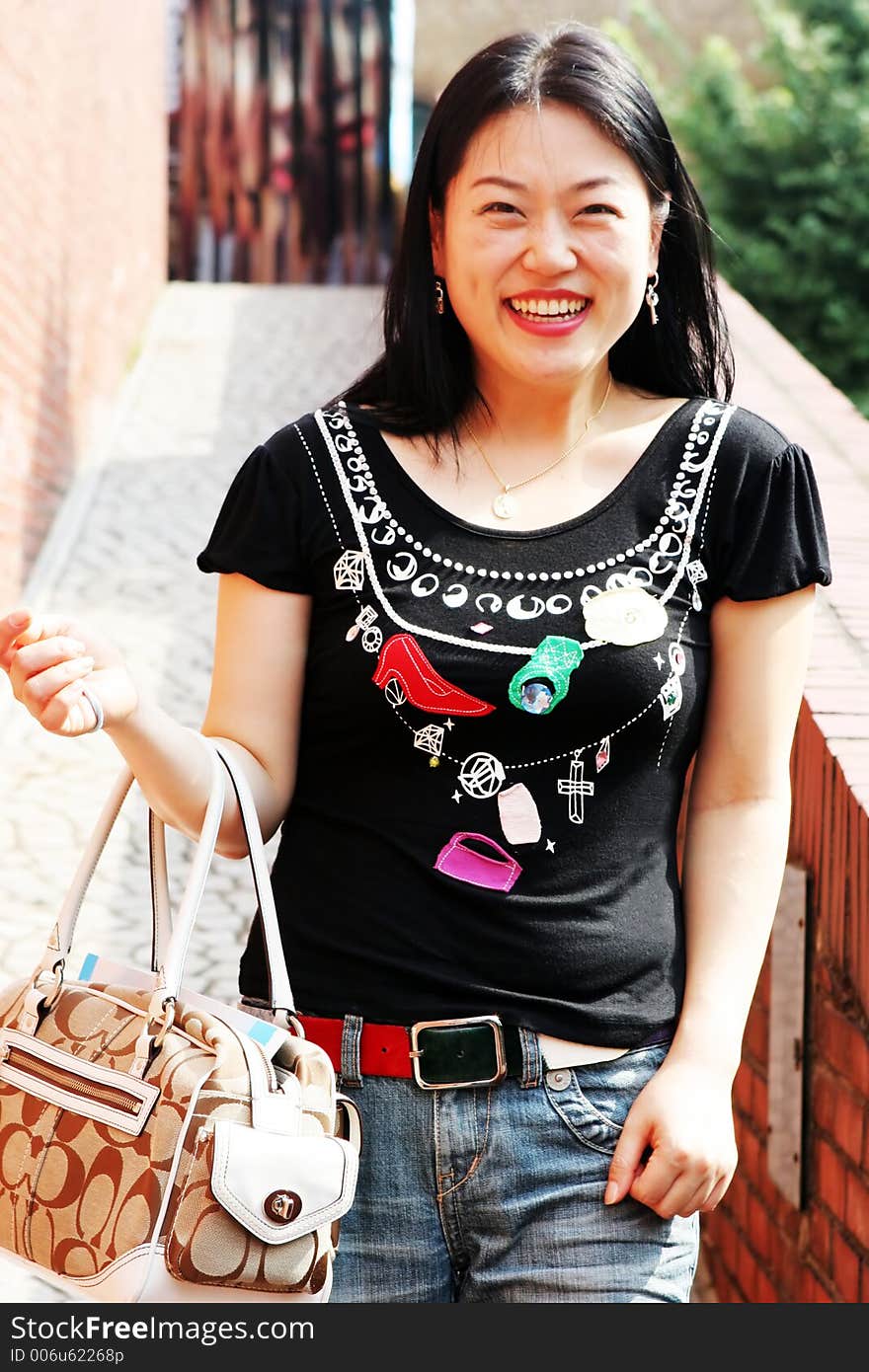 Portrait of a Korean woman on a shopping trip. Portrait of a Korean woman on a shopping trip